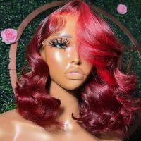 PRODUCT FEATURES Hair Material: 100% Virgin Human Hair, 10A Grade, No Really Shedding, No Tangle, No Bad Smell. Hair Color: Cherry Red Wig Density: 150%/180% Density Hair Length: 8-16 inch are available Texture: Body Wave Hair, Natural Hairline, Soft, Comb Easily, Can Re-style and Color well. Lace Net: 13*4 Lace Front Bob Wig, Pre-plucked with Baby Hair, Natural Hairline Pack: 1 Piece SHIPPING & RETURNS& SERVICES Shipping: The delivery time is 3-5 working days..See more details in our Shipment P