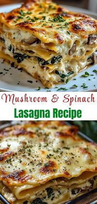 Enjoy this delicious Mushroom and Spinach Lasagna, packed with layers of cheesy goodness and healthy veggies! This easy recipe is perfect for a cozy family dinner or meal prep. With rich flavors and simple steps, it's a comfort food delight that everyone will love. Perfect for vegetarian meals!