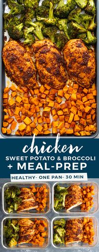 Sheet Pan Roasted Chicken, Sweet Potatoes, & Broccoli + Meal Prep | Gimme Delicious