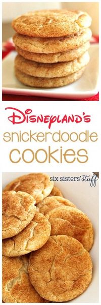 Disneyland's Snickerdoodle Cookies from SixSistersStuff.com | There are so many fun copycat Disney recipes online, so I decided to put this one to the test. Our mom has a killer snickerdoodle recipe, so I wanted to see how this one compared . . . I will put my rating down at the bottom of the recipe so that you can try it out for yourself without my opinion getting in the way.