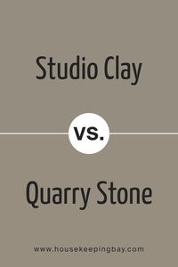 Studio Clay SW 9172 and Quarry Stone SW 9603 are both colors by Sherwin Williams. Studio Clay leans towards a warm, inviting beige that has a soft and subtle presence. It’s a color that can easily blend with various decor styles, making spaces feel cozy and grounded. On the flip side, Quarry Stone offers a darker, grayer tone. This color brings a sense of solidity and strength, offering a bold but neutral backdrop that can anchor any room.