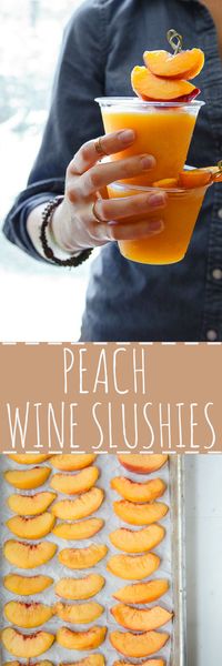 Peach Wine Slushies. Use any kind of frozen fruit and any kind of wine. I love them with peaches and sweet Riesling! @dessertfortwo