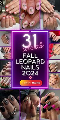 Discover the versatility of fall leopard nails 2024 with art designs that include a mix of black, purple, and green tones. Acrylic long nails with leopard prints and neon accents create a vibrant and eye-catching look. French tip leopard designs in orange and brown offer a warm and stylish appearance, perfect for the fall season. Whether you're looking for short or long designs, these nails are sure to make a statement.