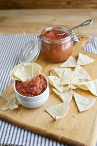 Chipotle Rhubarb Salsa-Looks so good! I hope my mom has some frozen rhubarb left over...