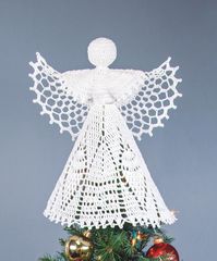 Adorable angel to place on top of your Christmas tree. Kit includes Crochet Cotton, stiffener and pattern. Requires crochet hook E-4. Size 12" tall.