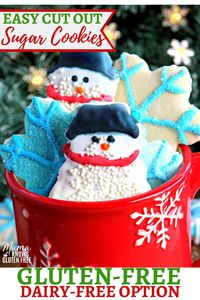 Gluten-Free Cut Out Sugar Cookies. Buttery, a fluffy and lightly sweet. Perfect for Christmas cookies and other holiday shapes. The recipe also has a dairy-free option.