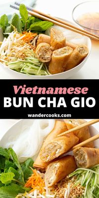 This Vietnamese noodle salad is truly the star of the show! Known as bun cha gio, it's topped with crispy fried spring rolls on a bed of vermicelli and drizzled with nuoc mam sauce.