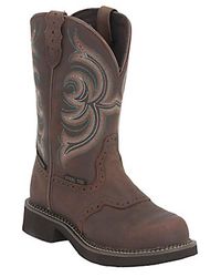 Justin Ladies Gypsy Aged Bark w/ Saddle Vamp Waterproof Steel Toe Work Boot