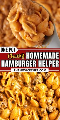 This easy and extra cheesy homemade hamburger helper recipe is ready in just 30 minutes! Tender pasta and ground beef are coated in a creamy tomato and cheese sauce all cooked together in one-pot to create this easy dinner recipe.