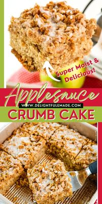 Looking for an easy crumb cake recipe? This applesauce crumb cake is super moist and loaded with flavor. Super easy to make with minimal ingredients!