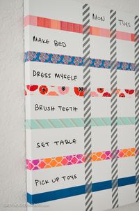 Chore Chart using washi tape dry erase board! #washitape #DIY