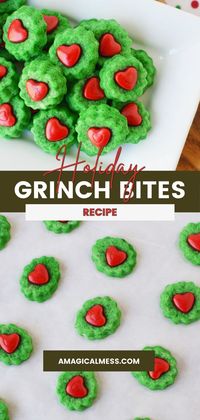 These Grinch Shortbread Bites are a charming holiday treat that’s easy to make and perfect for sharing. With their cute grinch theme and buttery flavor, these mini cookies are great for goodie bags or dessert tables. Make a batch for your holiday gatherings and spread some festive cheer!