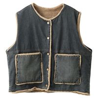 Details: Item: Babakud Women Winter Retro Thickened Denim Reversible Vest Fabric: Denim Collar: Round Neck Sleeve Length: Sleeveless Pattern: Solid Colors Color: Navy Blue, Blue Seasons: Autumn, Winter Style: Retro, Casual, Fashion One Size Bust: 128 cm/ 50.39 " Length: 60- 63 cm/ 23.62- 24.80 " Sleeves Length: - Shoulder Width: 42 cm/ 16.54 "