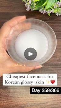 1.6K reactions · 91 shares | Day 258/366✅ challenge 
Cheapest facemask for Korean glossy skin ✨♥️

Ingredients used- 
1 cup filtered water 💧 
1 cup washed rice 🍚 
1 fresh aloe Vera gel 💚

Procedure 
1- Boil Half cup washed rice 🌾  in  1 cup filtered water 💧 until the rice is cooked 🍚
2- Collect the boiled rice water and refrigerate for 5 hours ⏰
3- Take 1 fresh aloe Vera leaf and soak it in water overnight to reduce the itchiness.
4- Scrap the aloe Vera gel💚
5- In a bowl add 1 cup refrigerated boiled rice water and 1 cup fresh aloe Vera gel and mix well✨
6-  Apply this rice facemask for 25 minutes and then wash it off.

You’ll get Korean glass skin instantly ✨
Use it at least twice a week 💕

How to use?
Use this facemask atleast twice a week .
Have glowing glass skin instantly ✨
No