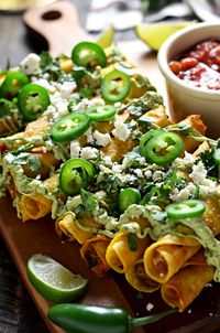 Jalapeño Popper Chorizo Taquitos with Creamy Avocado Sauce - Host The Toast