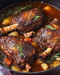 Jamie Oliver Recipes | Slow-Cooked Lamb Shanks with Herb-Infused Gravy