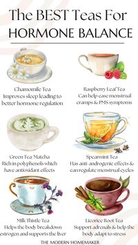 Learn how to balance your hormones! These are some of my favorite teas that I like to sip on throughout my cycle to support my body and my hormone health. Click to learn more about how you can support your hormone health!