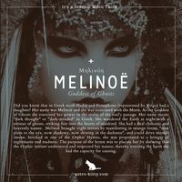 SCORPIO MOON: CHILD OF HADES & PERSEPHONE 👻  Did you know that in Greek myth Hades and Persephone (represented by Virgo) had a daughter? Her name was Melinoë and she was associated with the Moon. As the Goddess of Ghosts she exercised her power in the realm of the soul's passage. Her name means "dark thought" or "dark-minded" in Greek. She wandered the Earth at night with a retinue of ghosts, striking fear into the hearts of mankind. She had a dual chthonic and heavenly nature.