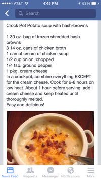 Crock pot potato soup using frozen hashbrowns