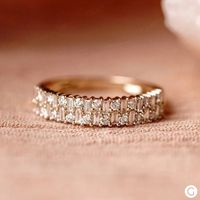 Round and Baguette Cut Moissanite Band 14K Rose Gold - Etsy