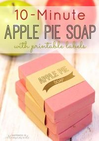 10-Minute Apple Pie Soap + Gold Foil Labels -smells just like fall! Great hostess or teacher appreciation gift idea, too! via Happiness is Homemade