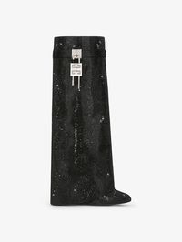 Shark Lock boots in satin with strass - black | Givenchy US