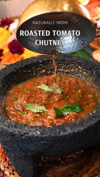 Roasted Tomato Chutney — this fasting-friendly version of the viral tomato chutney is the perfect pair to any simple meal! It takes just 15 minutes to make and brings all the sweet, spicy, and tangy flavors!