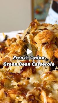 Erin Clarke | Easy Healthy Recipes on Instagram: "FRENCH ONION GREEN BEAN CASSEROLE! Think crispy onions are the best part of GB casserole? Just wait till you try them CARAMELIZED with Gruyère cheese and a buttery crouton topping!

Comment “FRENCH” for the recipe! SAVE this post if you’re making a Thanksgiving side!

FULL RECIPE below, or grab it right away at the link in my bio.

Take everything you love about classic green bean casserole, and give it a cozy, French onion soup twist. It’s an elevated version of the traditional Thanksgiving side dish that you must try this year!

YOU’LL NEED:
-4 medium yellow onions, thinly sliced
-5 T unsalted butter, divided
-2 tsp kosher salt, divided
-1 tsp black pepper, divided
-2 ½ lbs green beans, trimmed and cut into 1 1/2-inch pieces
-8 oz baby be