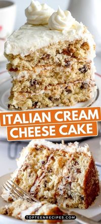 This Italian Cream Cheese Cake is three layers of pure indulgence. Toasted coconut and pecan pieces upgrade the simply delicious cream cheese frosting. Searching for the perfect Italian cake recipe? Look no further. You’ve found it!