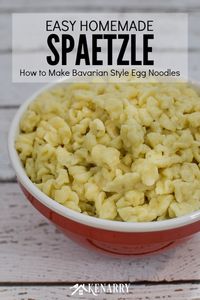 Learn how to make traditional Bavarian style German egg noodles with this easy spaetzle recipe. See step-by-step how to make delicious homemade dumplings just like in Germany. #ideasforthehome #kenarry