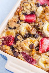 My favorite baked oatmeal...I have made with chocolate chips/without with strawberries/blueberries. And I always double it. A hit with my family