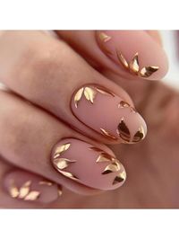 Brown  Collar   Plants Color Nails Embellished   Nail,Hand & Foot Care