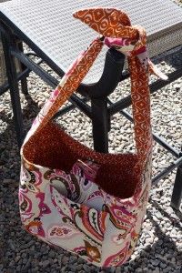 Reversible tie-top handbag PDF pattern and tutorial