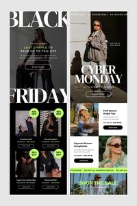 Get noticed this Black Friday & Cyber Monday with bold, attention-grabbing email templates from