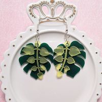 Monstera with Hearts Earrings | Blooms & Moonlight