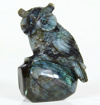 5.1 " Carved Labradorite Owl Sculpture, Stone origin : Madagascar. Via rikoo.com