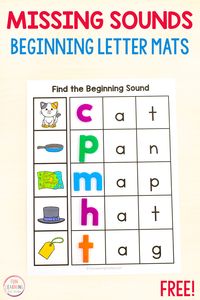 Missing Beginning Sound CVC Word Mats Free Printable