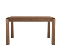 The robust legs of the teak Slice extendable table move with the extension, allowing you to keep seating space at a maximum. Product Overview Available Dimension: Small: 55"-87"W x 35"D x 30"H Medium: 63"-92"W x 35"D x 30"H Large: 71"-110"W x 39"D x 30"H Material: Teak. Collection: Slice