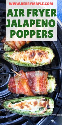 This easy air fryer jalapeno poppers recipe stuffed with cream cheese and wrapped in bacon is keto, low carb and weight watchers friendly. This peppers will be perfect for your next party as an appetizer, they are filling, crunchy outside and creamy cheesy inside. #airfryerappetizers #airfryerrecipes