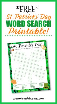 Totally free, exclusive St. Patrick's Day word search. No email required. Now that's the luck of the Irish. #stpattysday #irish #wordsearch #printable