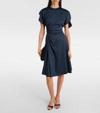 Gathered midi dress in blue - Victoria Beckham | Mytheresa