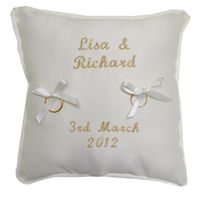 Personalised Piped Mini Ring Cushion. £28.99