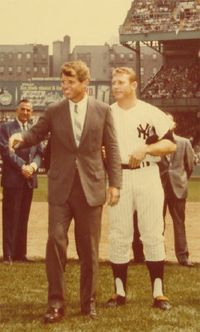 Robert Kennedy and Mickey Mantle at Yankee Stadium, late 1960s