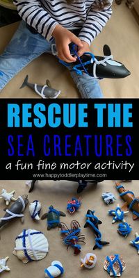 Rescue the Sea Creatures is a fine motor toddler or preschooler activity. Let your little one free whales and starfish using their fingers or scissors!