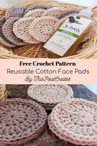 The Reusable Cotton Facial Pads are great for washing your face or taking off make-up. They are made with an 80% cotton, 20% nylon blend, so they are soft against your skin. Simply throw them into the wash with your towels, and they will be clean and ready to use again! Each face pad takes under 10 minutes to make, so they work up quickly. One skein of Bernat Maker Home Dec Yarn makes approx. 20 - 25 face pads! A link to a Youtube Tutorial is provided for absolute beginner crocheters.