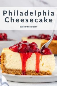 Indulge in the ultimate cheesecake experience with this classic Philadelphia Cheesecake recipe. Rich and creamy with a buttery graham cracker crust, it's the perfect dessert for dinner parties and special occasions.