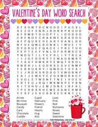 Valentine’s Day Word Search Printable