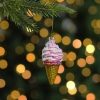 4" Vanilla Ice Cream Cone Glass Christmas Ornament - IMAGE 2