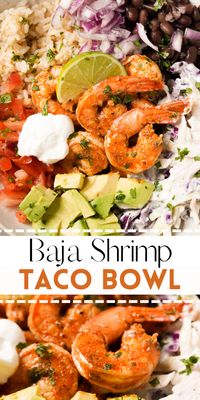 This Baja Shrimp Bowl recipe is an easy, healthy, and delicious dinner! Made with seasoned shrimp, crunchy cilantro slaw, brown rice, black beans, pico de gallo, and avocado … these taco bowls are light, flavorful, creamy, and citrusy. Perfect for a busy weeknight dinner or meal prep!