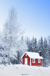 red cottage in winter, sweden